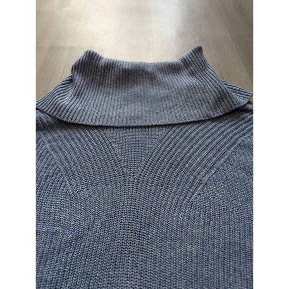Talbots Womens Blue Ribbed Knit Sweater With Foldover Collar Size L - Picture 4 of 8
